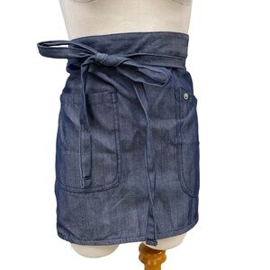 Chef Work Urban Half bistro Blue Denim Multi Pockets Grilling Bbq Utility Apron